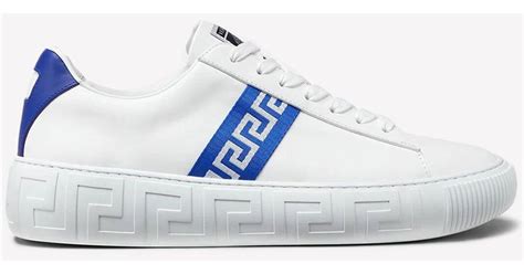 versace collection logo plaque slip-on leather sneakers|Versace greca sneakers.